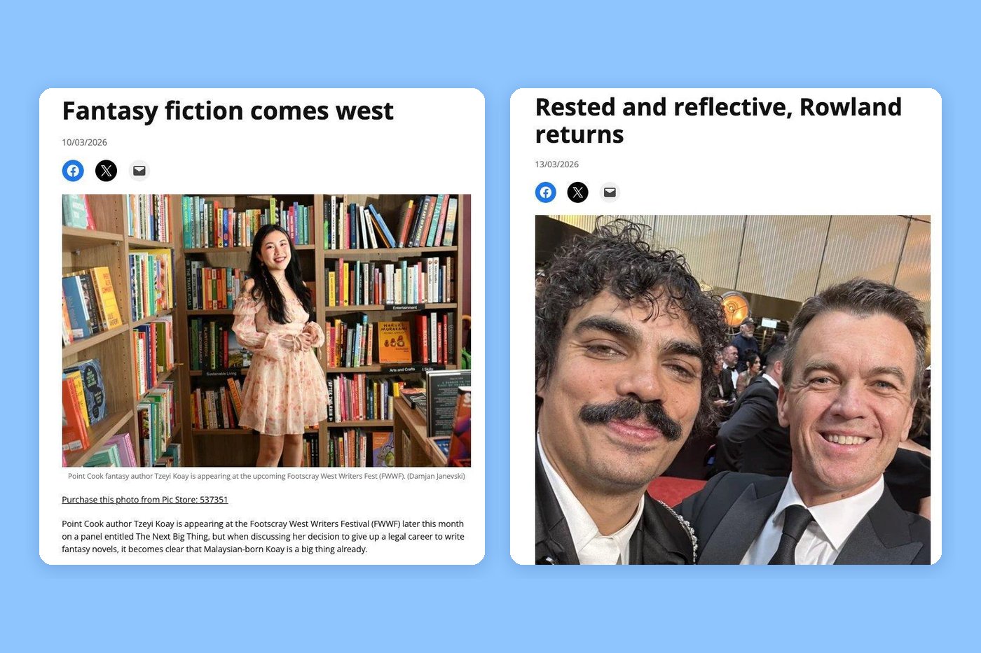 Features on Tzeyi Koay and Michael Rowland in the Maribyrnong & Hobsons Bay Star
